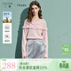 三彩【100綿羊毛】2026春季新款羊毛衫荷葉邊開(kāi)衫圓領(lǐng)女 蜜桃粉 XL 170/92A