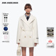 ANN ANDELMAN【沈月同款】大翻領(lǐng)雙面呢大衣女秋冬雙排扣腰帶收腰中長(cháng)款外套 米白色 XS