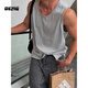 OEMG2025夏季新款無(wú)袖背心男慵懶感透氣純棉坎肩運動(dòng)健身寬松休閑上衣 淺灰色 95%買(mǎi)家選擇 XL [建議125-140斤]