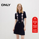 ONLY2025夏季新款學(xué)院風(fēng)假兩件翻領(lǐng)菱格短裙連衣裙女|125346003 E39深藍色 XL