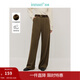 茵曼（INMAN）美拉德線(xiàn)條感對褶直筒褲2025春秋季女裝新款優(yōu)雅顯瘦高腰長(cháng)褲 絲光棕 29