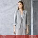 顏域七分袖灰色西裝女2025年早春新款氣質(zhì)百搭直筒西服通勤職業(yè)裝 淺灰 2XL