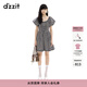 DZZIT地素連衣裙夏季方領(lǐng)幾何滿(mǎn)印花布短袖裙子女3J2O4616S 藍色 M