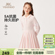 英氏（YEEHOO）女童連衣裙兒童裙子中大童裝百褶裙休閑學(xué)院長(cháng)袖春裝 粉色 150