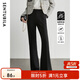 尚都比拉颯美利落氣質(zhì)通勤OL顯瘦時(shí)髦復古高腰顯瘦微嗽長(cháng)褲加絨加厚闊腿褲 134K52218黑色（加絨） M