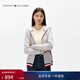 Tommy Hilfiger26春夏新款女裝純棉休閑通勤運動(dòng)拼色條紋連帽開(kāi)衫衛衣外套 灰色P8F (批次一) S