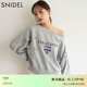 SNIDEL2025秋冬新品Chacott聯(lián)名花朵刺繡斜肩長(cháng)袖衛衣SWCT254003 灰色 均碼 (F)