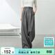 尚都比拉高腰顯瘦休閑褲女春秋氣質(zhì)高級感長(cháng)褲子寬松闊腿褲 花紗灰 L 