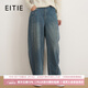 愛(ài)特愛(ài)（EITIE）時(shí)尚復古顯瘦遮肉彎刀褲秋季新款經(jīng)典牛仔褲長(cháng)款女C2505822 水藍39 S