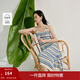 茵曼（INMAN）彩虹條紋針織吊帶裙2025夏季女裝新品V領(lǐng)無(wú)袖內搭連衣裙長(cháng)裙 彩虹藍 S