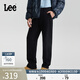 Lee【秋冬抓絨休閑寬松直筒褲】經(jīng)典斜紋布潮舒適男士保暖休閑褲 黑色 32