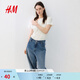 H&M女裝T恤春季圓領(lǐng)時(shí)尚休閑簡(jiǎn)約寬松棉質(zhì)短袖上衣1270848 白色 S 160/88