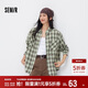森馬（Semir）長(cháng)袖襯衫女春季中長(cháng)款oversize翻領(lǐng)落肩格紋女生襯衣101125105007