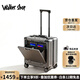 Walker Shop行李箱拉桿箱男女登機箱小型密碼鋁框大容量旅行箱小型可登機 槍灰色 18英寸 2026升級版【橫款登機箱】