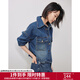 初語(yǔ)流浪風(fēng)牛仔短外套女2024秋季新款短款復古做舊百搭夾克上衣 中藍色 L