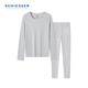 舒雅（Schiesser）女士舒美棉3A抗菌圓領(lǐng)保暖長(cháng)袖長(cháng)褲秋衣秋褲套裝E0/23921W 花灰 L 【60-65公斤】