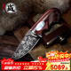三本盛日本進(jìn)口大馬士革鋼水果刀羽毛紋小刀高硬度刀具鋒利刀子收藏送禮 大馬士革鋼羽毛紋：飛鷹·小刀