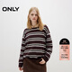 ONLY 2025秋季學(xué)院撞色條紋松弛寬松長(cháng)袖針織衫女|125324029