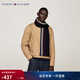 Tommy Hilfiger【羊毛混紡】秋冬男裝休閑百搭條紋流蘇溫暖針織圍脖圍巾 藏青色DW6 OS