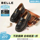 百麗（Belle）復古抓皺一腳蹬牛皮樂(lè )福鞋女2026春新商場(chǎng)款小皮鞋F2A1DAA6預售 黑色 38 (240mm)