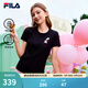 FILA 斐樂(lè )官方女子針織短袖衫2026春新款涼感時(shí)尚休閑小貓刺繡圓領(lǐng)T恤 正黑色-BK L 170/88A/L