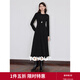 初語(yǔ)休閑圓領(lǐng)長(cháng)袖t恤裙女2024秋季新款氣質(zhì)收腰黑色連衣裙a字裙 黑色 L