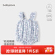 babylove【清倉】女寶寶吊帶連體衣夏薄款嬰兒三角哈衣純棉時(shí)尚包屁衣夏裝 花間曉晴 80cm