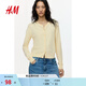 H&M【博主推薦】女裝毛針織衫春新款高智感針織衫氣質(zhì)開(kāi)衫0579541 淺黃色203 S 160/88