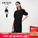 艾諾絲雅詩(shī)ARIOSEYEARS秋裝新款泡泡袖高腰修身針織梭織連衣裙中裙10729812 黑色 L