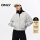 ONLY2025秋季新款休閑撞色貼布字母棒球服寬松外套女|125436007 C42蒸汽藍灰色 S