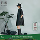 日著(zhù)原創(chuàng  )設計女裝2024夏季新款寬松肌理感襯衫式輕薄A字連衣裙子 影黑 S