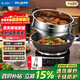 美菱 （MeiLing）電炒鍋全新升級大開(kāi)關(guān)旋鈕定時(shí)多功能電蒸鍋家用大容量鑄鐵電炒蒸煮一體炒菜電火鍋 【全新升級】36cm一鍋一籠（適7-9人）12L
