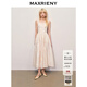 MAXRIENY【精英衣櫥】【商場(chǎng)同款】繡花方領(lǐng)甜美收腰裙氣質(zhì)度假連衣裙 米白 M 02/36