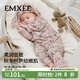 嫚熙（EMXEE）低敏初生嬰兒連體衣絲柔果棉新生兒寶寶衣服純棉長(cháng)袖哈衣爬服春秋 天鵝舞曲【和式】(不含帽子) 52cm （0-3月，體重2-3.4kg）