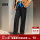 森馬（Semir）[商場(chǎng)同款]牛仔褲女加絨做舊長(cháng)褲復古2024新款冬季顯瘦直筒褲 牛仔水洗黑98201 27