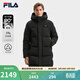FILA 斐樂(lè )官方男士長(cháng)款羽絨服冬季新款基礎休閑連帽保暖外套 正黑色-BK XL 180/100A/XL