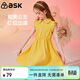 ASK JUNIOR女童襯衫連衣裙夏季薄款中大童時(shí)尚純色Polo領(lǐng)兒童公主裙