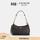 蔻馳（COACH）奧萊女士女包經(jīng)典標志老花TERI單肩斜挎包麻將包 IM/胡桃木色/黑色