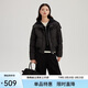 艾萊依氣質(zhì)翻領(lǐng)羽絨服女款假兩件針織拼接保暖鴨絨冬外套 墨黑 S