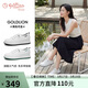 金利來(lái)（Goldlion）女鞋甜系簡(jiǎn)約小白鞋平底舒適免系帶休閑板鞋女G668230116白黑38