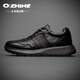 Q ZHIHE品牌男鞋新款真皮休閑皮鞋男士百搭厚底潮鞋低幫防滑休閑鞋 黑色【正品男鞋】 41 (255mm)