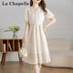拉夏貝爾（La Chapelle）短袖雪紡連衣裙女裝2026年夏季新款時(shí)尚短款法式小個(gè)子夏天裙子 米白色 M
