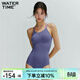 WATERTIME泳衣女款連體三角高級顯瘦競速游泳館溫泉度假塑形泳裝 松澗藍 XL 【160-170cm/60-68kg】