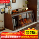青櫨實(shí)木杯架桌面杯子收納置物架桌上餐邊柜儲物柜餐桌防塵茶具收納柜 【頂部圍欄+實(shí)木把手+茶色玻璃】68cm-胡桃木色