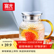 富光耐熱玻璃涼水壺大容量家用果汁杯花茶杯茶壺冷水壺錘紋壺1200ML