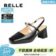 百麗（Belle）優(yōu)雅包頭涼鞋女商場(chǎng)同款一字帶粗跟涼鞋D8D1DBH5預售 黑色 37 (235mm)