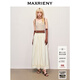 MAXRIENY【異域·摩洛哥-商場(chǎng)同款】復古文藝釘珠提花傘擺連衣裙 卡其 M 02/36