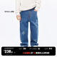 little MO&Co.童裝春秋裝男童褲子女童牛仔褲純棉星星直筒長(cháng)褲兒童 牛仔藍色2 150 150/61