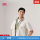 Levi's李維斯工裝新款巴恩風(fēng)男士寬松休閑牛仔短袖襯衫 白色 M