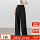 尚都比拉氣質(zhì)通勤休閑褲女夏季梨型高腰顯瘦闊腿褲及地西褲 黑色 M